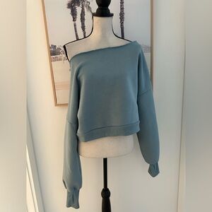 Target Blue Off-the-Shoulder Cropped Sweater